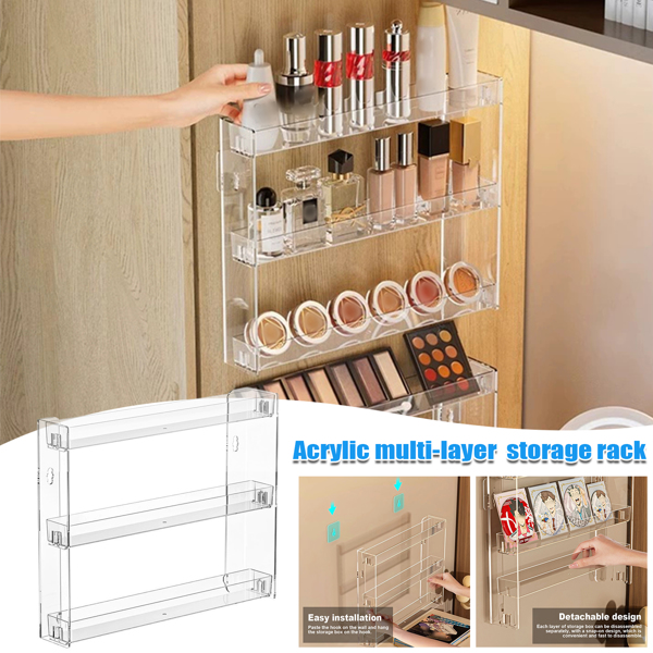 3 Tier Wall Floating Shelf Set DIY Mount Storage Book Acrylic Display Rack-6