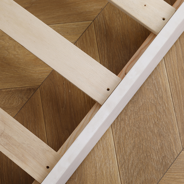 FCH Short-Legged Double-Layer Head And Tail Cross Brace Guardrail Straight Ladder Twin Pine Can Be Split Into a Single-Layer Bed Wooden Bed White-18