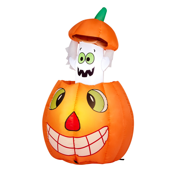 2.8 FT Halloween Inflatables Animated Pumpkin Ghost, Outdoor Decorations Blow Up Yard Decor with Built-in LEDs for Indoor Party Garden Lawn Decor-3