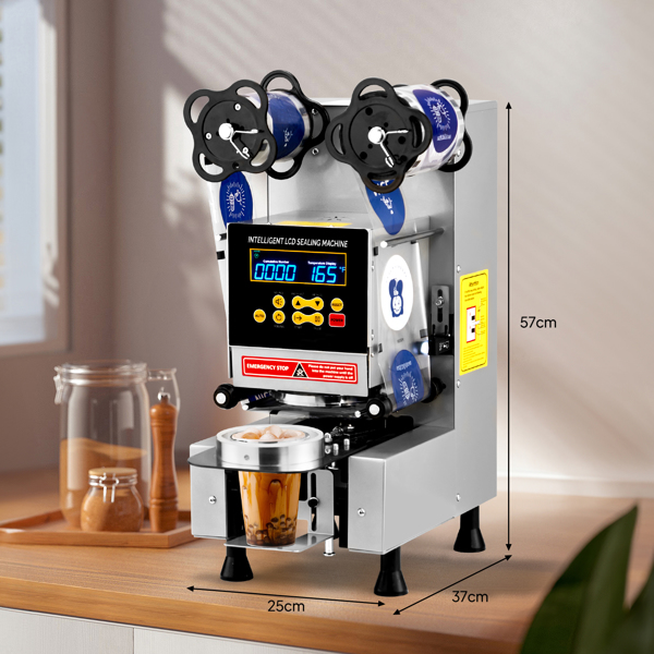 Cup Sealing Machine, Fully Automatic Cup Sealer Machine, Electric Cup Sealing Machine with LCD Intelligent Display for Bubble Milk Tea Coffee, 500-650 Cups/H, 88/89/90/95 mm Cup, Silver -3