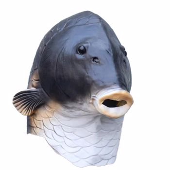 万圣节搞怪面具金鱼动物头鱼面具 fish mask 黑色鱼头