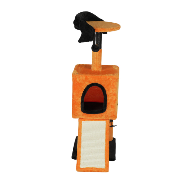 39.4" Halloween Cat Tree, Cat Tower Cat Tree for Indoor Cats with Spacious Cat Condo, Sisal Scratching Posts, Hanging Toys, Orange & Black-3