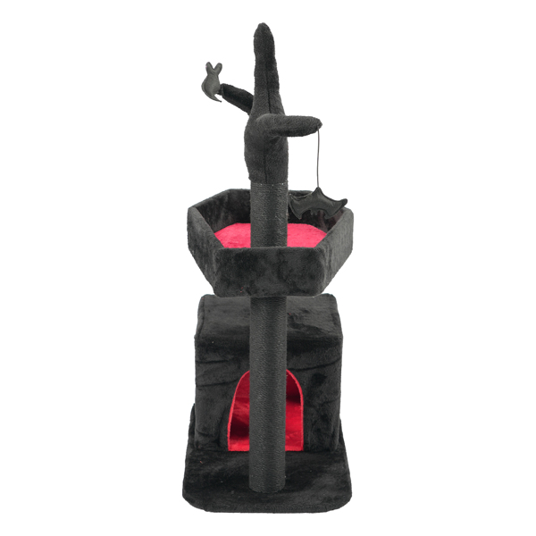 44.5" Heavy Duty Gothic Cat Tree Large Cat Tower Cat Tree for Indoor Cats Spacious Cat Condo Coffin for Large Cats Scratching Posts Hanging Ball Pet Activities Platform Cat Furniture-4