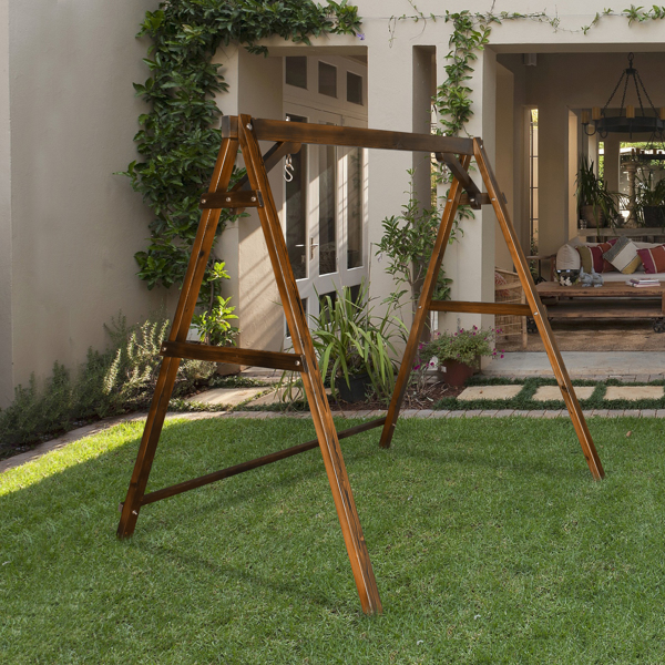 188*135*170cm 600lbs Fir Suitable For 4ft Swing Chair Wood Swing Frame Carbonized Color-12