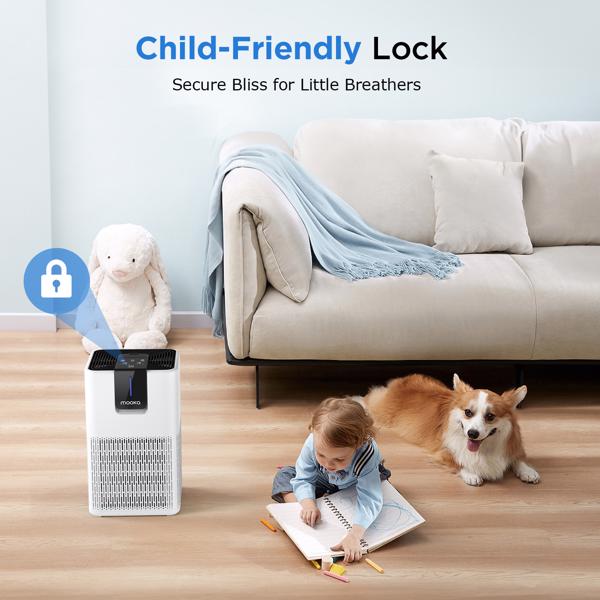 （Amazon&TEMU: Prohibited,No weekend orders.）Air Purifier for Home Large Room Allergies Pet Hair in Bedroom, Covers Up to 1250 ft² ,H13 HEPA Air Purifier for Pets Dust Odor Smoke, White-7