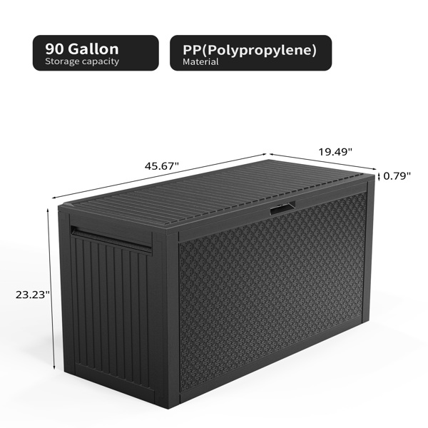 90gal  Outdoor Garden Plastic Storage Deck Box Chest Tools Cushions Toys Lockable Seat-3