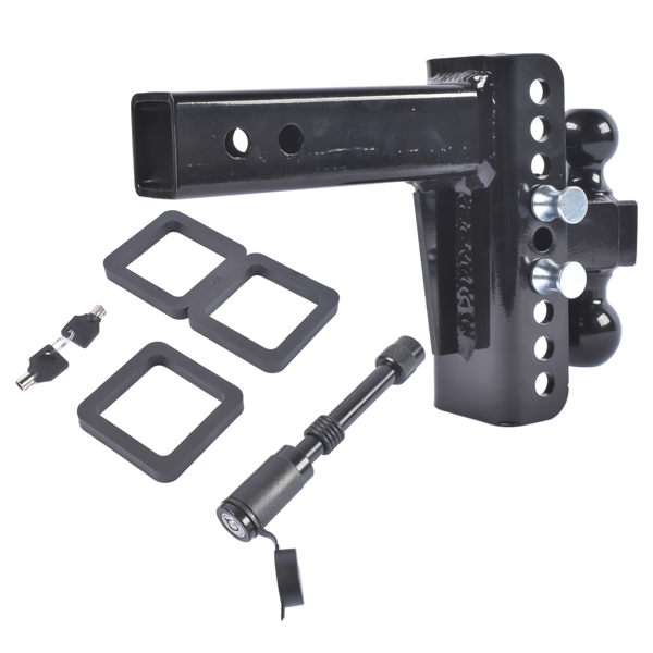 Adjustable Trailer Hitch Fits 2.5" Receiver 6-Inch Drop/Rise 2" & 2-5/16" Ball 22000 LBS GTW with Anti-Theft Pin-4