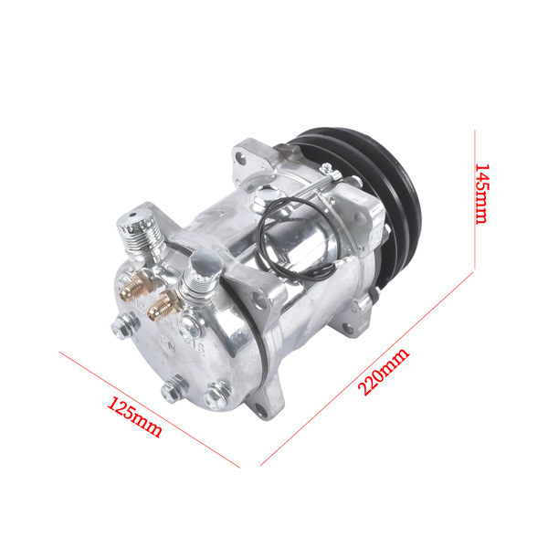 12V Air Condition Compressor w/Clutch Replacement for Sanden 508 2-Groove V-Belt Pulley HC5001C-12