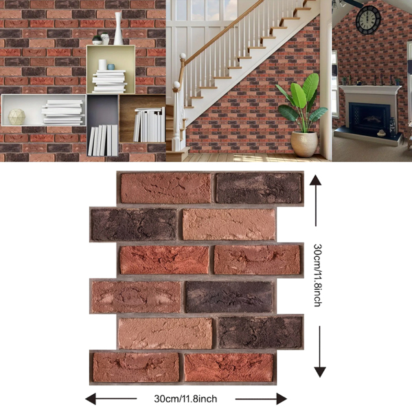 3D Tile Brick Wall Sticker Self-adhesive Waterproof Foam Panel Wallpaper 10pcs-3
