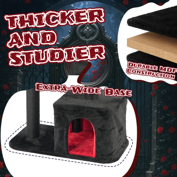 44.5" Heavy Duty Gothic Cat Tree Large Cat Tower Cat Tree for Indoor Cats Spacious Cat Condo Coffin for Large Cats Scratching Posts Hanging Ball Pet Activities Platform Cat Furniture-7