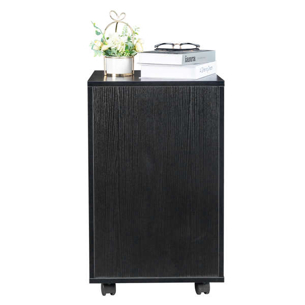 Black Wood Grain Density Board Three Drawers Wooden Filing Cabinet-4