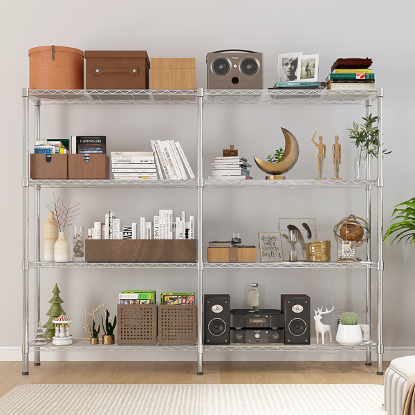 58''W  Adjustable  Storage Shelves 1200LBS  NSF  Wire Shelving Unit 4 Tier Metal Shelving for Storage Rack Shelves for Storage Heavy Duty Garage Shelf Pantry Shelves Kitchen Shelving,  58''W*59.06''H*-16
