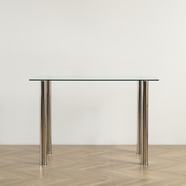 【Replace 98151741】4-seat simple rectangular cylindrical leg table tempered glass stainless steel clear glass 110 * 70 * 75cm-21