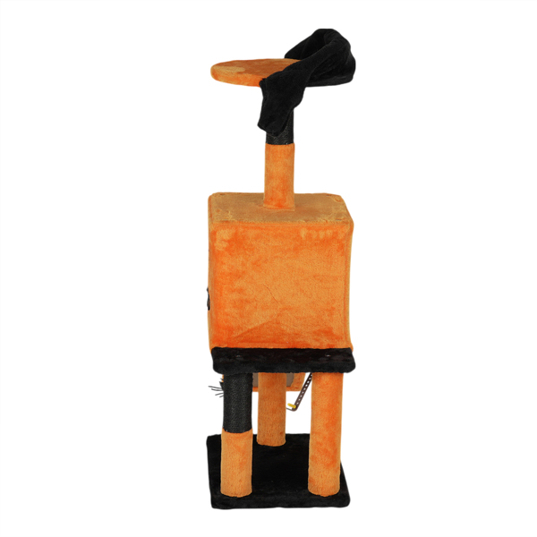 39.4" Halloween Cat Tree, Cat Tower Cat Tree for Indoor Cats with Spacious Cat Condo, Sisal Scratching Posts, Hanging Toys, Orange & Black-2