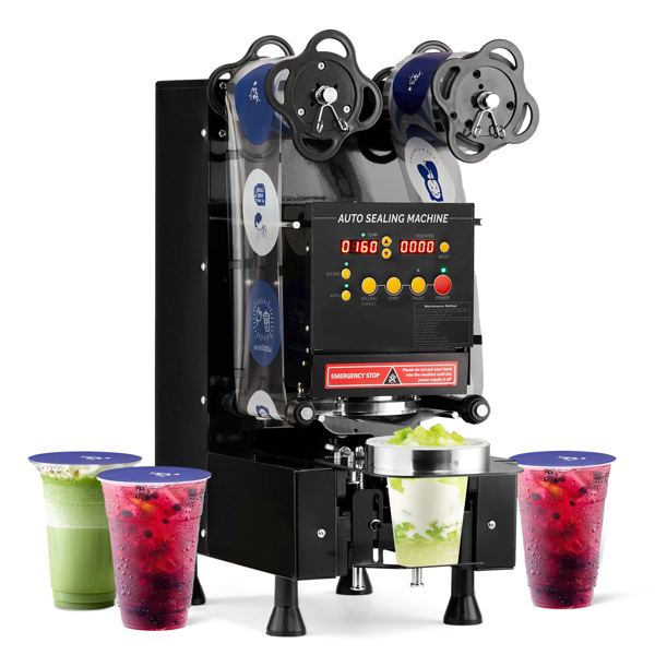 Cup Sealing Machine, Full Automatic Cup Sealer Machine 88/89/90/95mm, Electric Boba Cup Sealing Machine 500-600 Cups/H with LCD Control Panel for Bubble Milk Tea -1