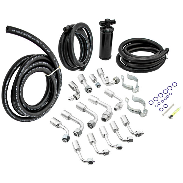 134a AC Air Conditioning Hose Kit R-Ring Fittings Drier Extended Length A/C Hose-1