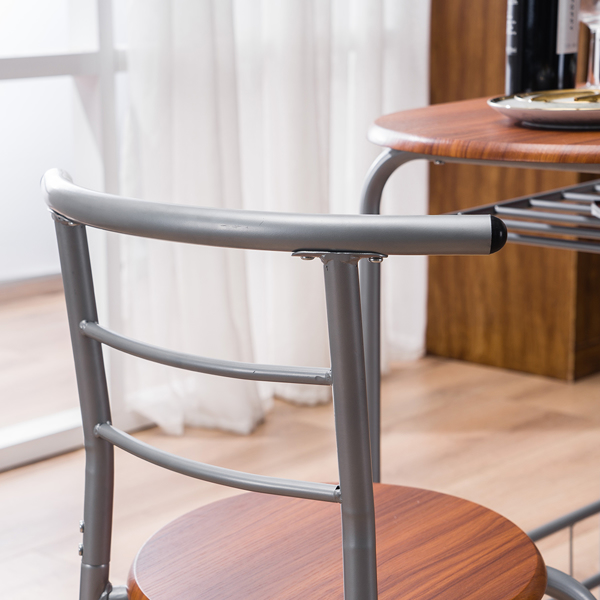 【Replace 35204938】Brown Wood Grain PVC Breakfast Table (One Table and Two Chairs)-25