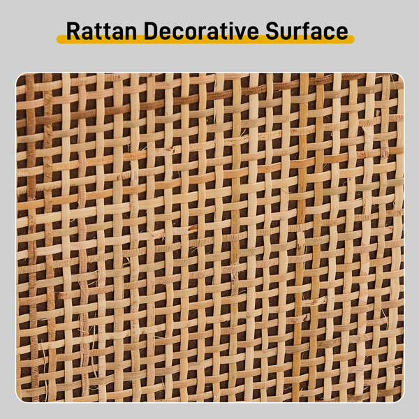2 rows of 4 dump buckets with high feet arched rattan surface shoe cabinet density board with triamine 105*24*98cm original wood color-8