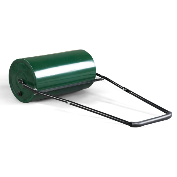 24in Heavy Duty Steel Lawn Roller, Garden Roller Can Be Filled with Water or Sand, Hand Roller with U-shaped Handle, Green & Black-3