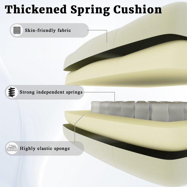 Ergonomic Gaming Chair, Video Game Chair with Massage Lumbar Support and Footrest, Height Adjustable Fabric Computer Chair with Pocket Spring Cushion, White-7