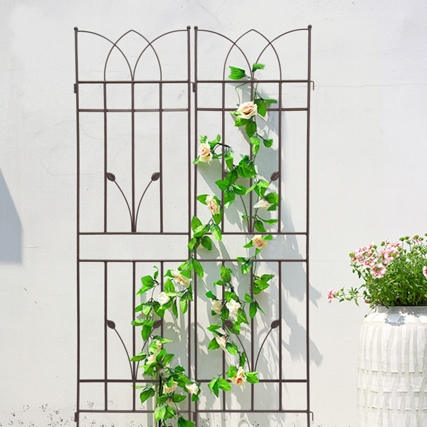 4 Pack Metal Garden Trellis 71" x 17.7" Rustproof Trellis for Climbing Plants Outdoor Flower Support Brown -11