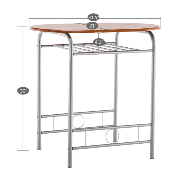 【Replace 35204938】Brown Wood Grain PVC Breakfast Table (One Table and Two Chairs)-18