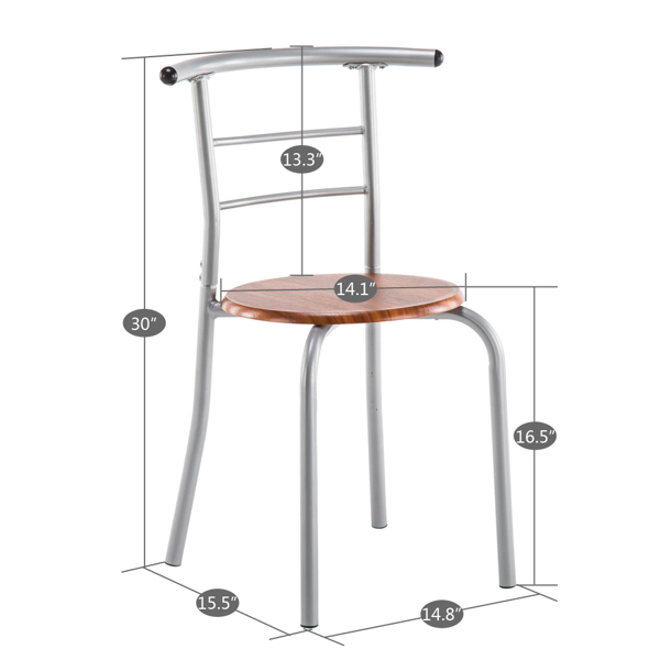 【Replace 35204938】Brown Wood Grain PVC Breakfast Table (One Table and Two Chairs)-3