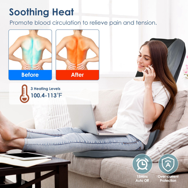 Relaxing massage Neck & Back Massager, 3D Kneading, Heat & Vibration, 3 Modes, 15-Min Auto Shutdown, Home & Car Use, Gift-4