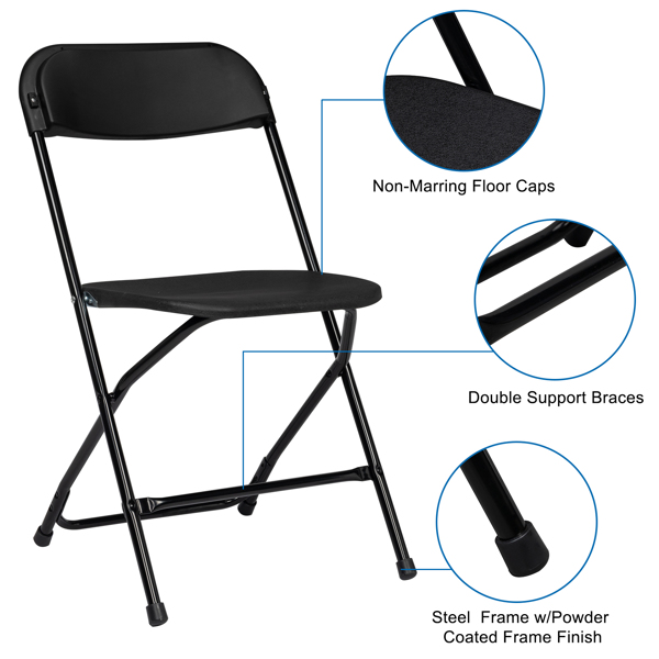 【Replace 8542051】4pcs Injection Molding Classic Garden Plastic Folding Chair Black-21