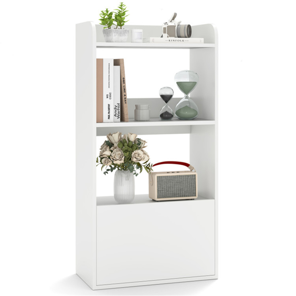 White Freestanding Bookshelf with 3-Tier Shelf -2