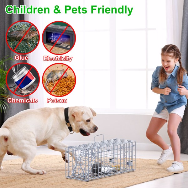 2-Pack Humane Mouse Traps – Instant-Lock One-Way Door, 2 mm Galvanized Metal, Safe for Kids & Pets, Indoor/Outdoor Reusable Catcher, Easy-Set & Release-2