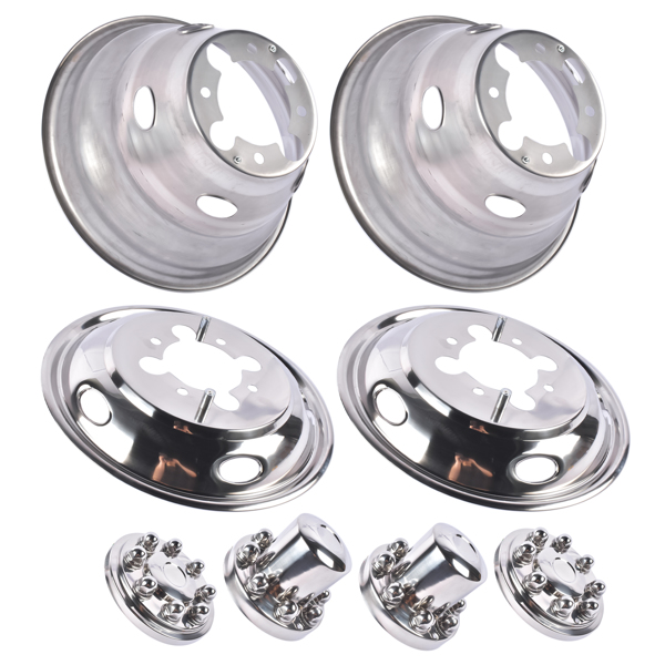 Stainless Steel Dual Wheel Simulator Covers Fit for 2003-2018 Replacement for Dodge Replacement for Ram 3500 17"-9