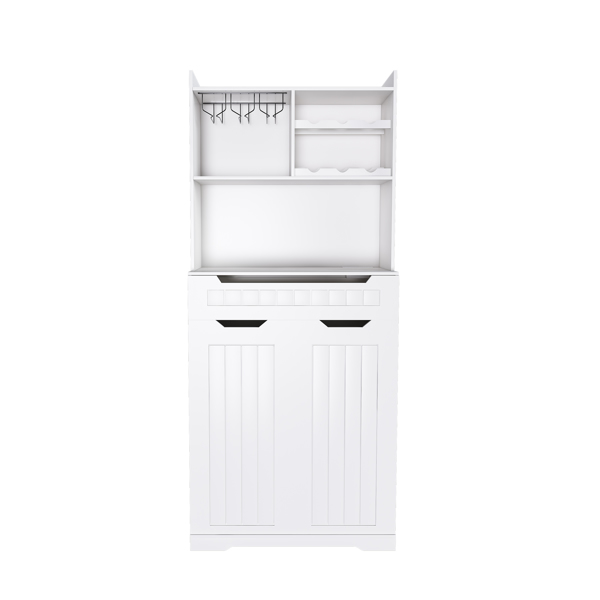 White Buffet Cabinet with Hutch - Modern Farmhouse Kitchen Storage Sideboard with 2 Drawers & Barn Doors, Coffee Bar Station or Liquor Cabinet for Dining Room, Living Room-1