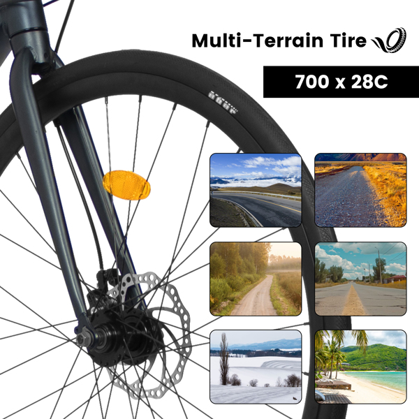 700Cx28 Road Bike, Lightweight Aluminum Frame, Disc Brakes, 16-Speed, Fast Acceleration, Suitable for Men and Women, Ideal for High-Intensity Riding -9