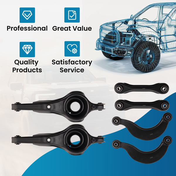 6pcs Rear Lower Forward Trailing Arm & Upper Control Arms for Ford Focus 2000-11-2