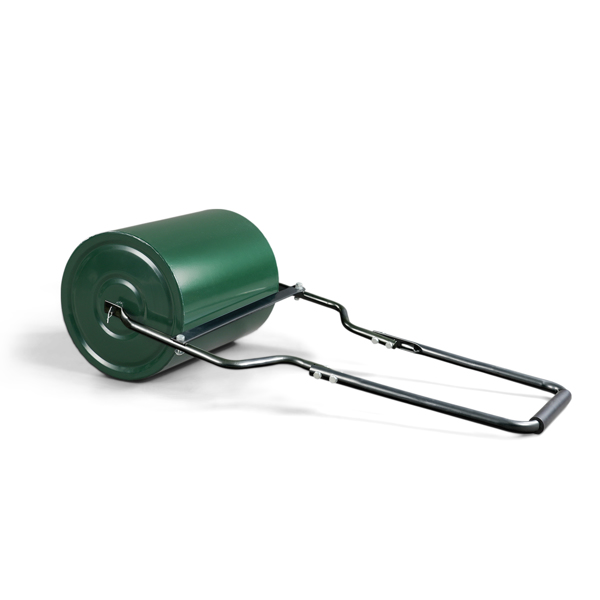 16in Heavy Duty Steel Lawn Roller, Garden Roller Can Be Filled with Water or Sand, Hand Roller with U-shaped Handle, Green & Black-2