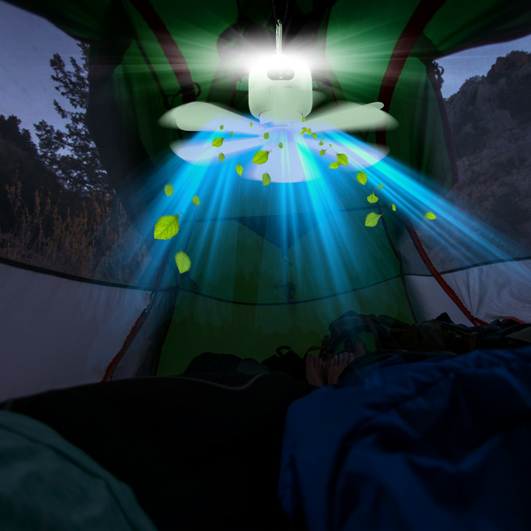 2 In 1 Portable Camping Fan with LED Lantern 8000mAh Battery Powered Tent Fan with Carabiner Digital Display 4 Speeds 4 Timer Settings for Camping Canopy Tents RV-3