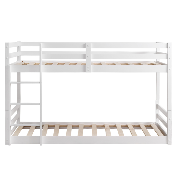 FCH Short-Legged Double-Layer Head And Tail Cross Brace Guardrail Straight Ladder Twin Pine Can Be Split Into a Single-Layer Bed Wooden Bed White-4