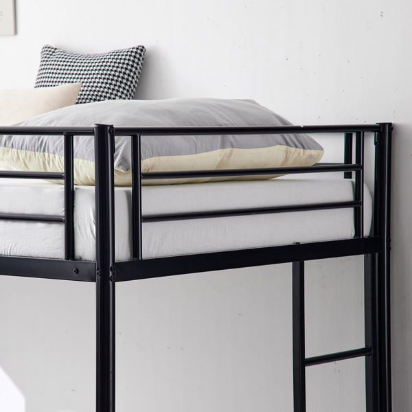 【Replace 85463179】Twin Over Twin Bunk Bed with Trundle, Triple Bunk Beds for Kids Teens Adults, Metal Bunk Bed with Two Side Ladder and Guardrails, Black-7