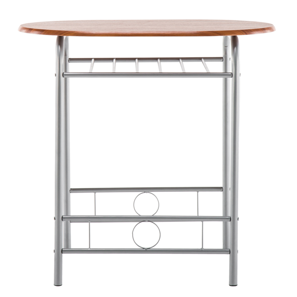 【Replace 35204938】Brown Wood Grain PVC Breakfast Table (One Table and Two Chairs)-16
