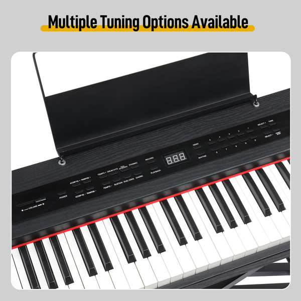 GPPD01-203 88 Key Semi-Weighted Standard Keyboards Digital Piano with Metal Stand, MIDI Bluetooth, Triple Pedals, Headphone and Other accessories for Piano beginner Black color-4