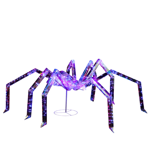 3FT Halloween Decorations Light Up Spider, Outdoor Halloween Decor Lighted Iridescent Spider, Weather Proof Pre-lit Spider with 340 LED Lights, for Front Yard Porch Gardens Lawns Party-2