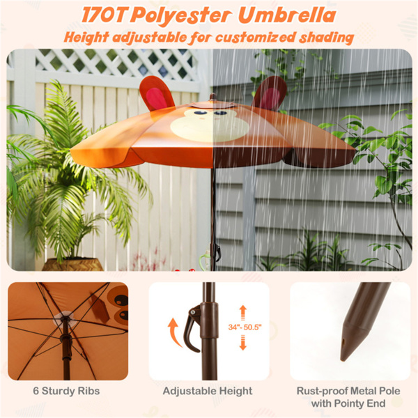 4件套可折叠儿童桌椅，带可调节高度的遮阳伞- 棕色（amazon shipping-发货，WALMART禁止销售）-7