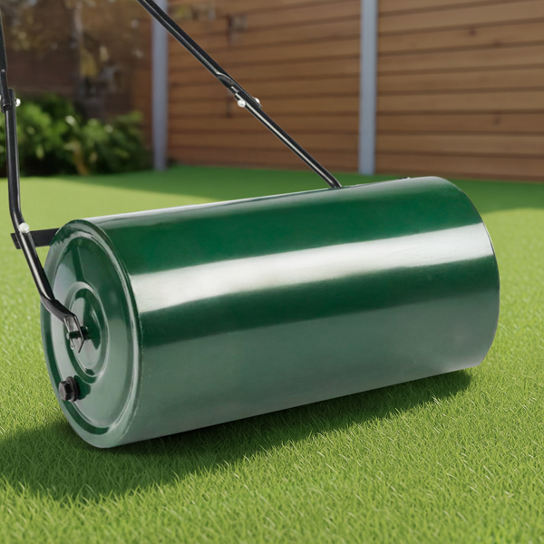 24in Heavy Duty Steel Lawn Roller, Garden Roller Can Be Filled with Water or Sand, Hand Roller with U-shaped Handle, Green & Black-10