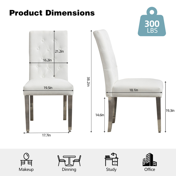 Set of 2 Modern Dining Chairs with Plush Velvet Upholstery, Sturdy Stainless Steel Legs & S-Shaped Springs - Ergonomic Support for Dining Room, Kitchen, Office (Beige) -12