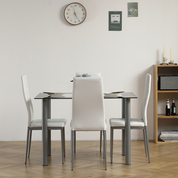 【Replace 31960533】110cm Dining Table Tempered Glass Dining Table-4