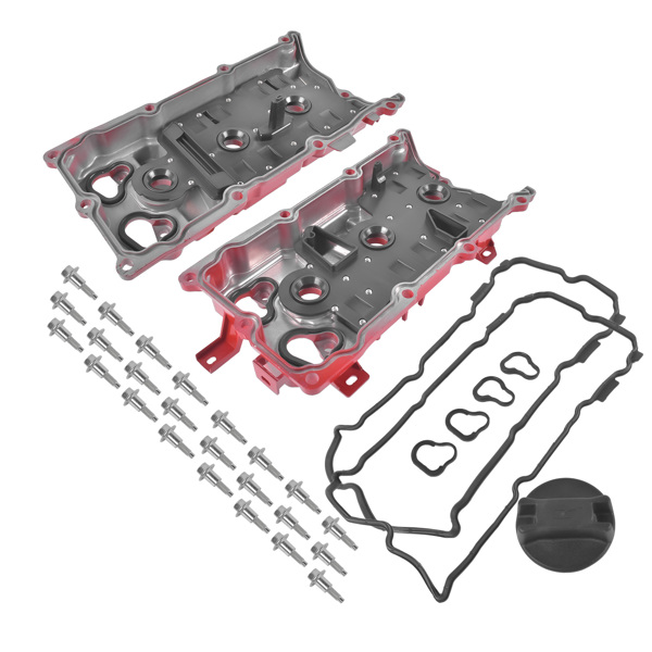 2Pcs Aluminum Valve Covers Red with Gasket Cap Fit for Infiniti EX35 FX35 G35 M35 M35h 3.5L V6 13264JK20A-7