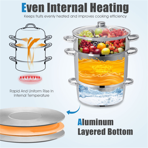  11-Quart Stainless Steel Fruit Juicer Steamer-4