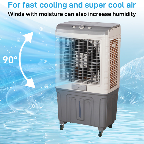 3 in 1 Portable Evaporative Cooler,707L,Indoor,Outdoor,3065 CFM Personal Air Cooler,15.85 Gal Large Water Tank & Scroll Casters, 4 Ice Packs,White and Gray-7