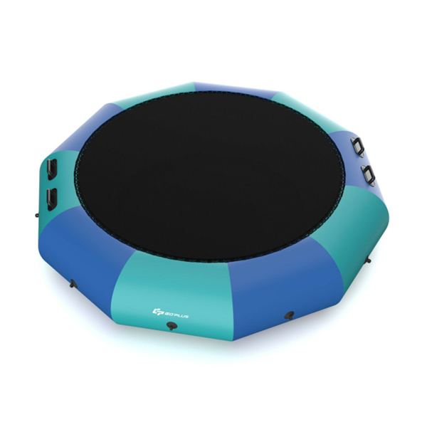 10 Feet Floating Water Trampoline - 330 lbs Capacity, Durable PVC/Oxford Cloth, with 500W Inflator & Accessories -2